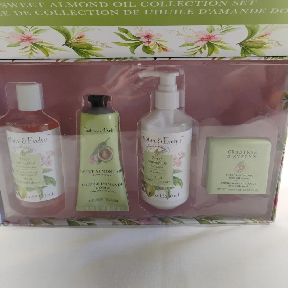 Crabtree & Evelyn Sweet Almond Oil Collection 4 Piece Gift Box‎ Set Lotion Soap